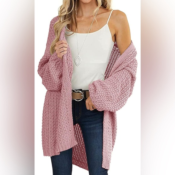 Women's Open Front Chunky Knit Sweater Cardigan NWT - Picture 3 of 7